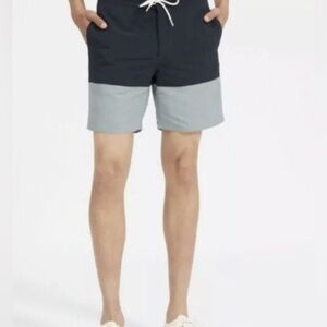 Everlane Mens Board Shorts Linerless Swim Surf Trunks Navy/Slate Blue